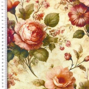 Viscose linen Digital print, Roser